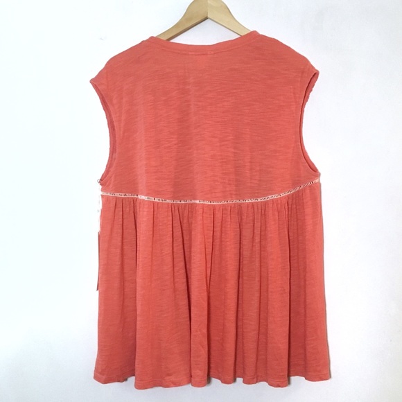 Caslon coral boho babydoll top - Picture 5 of 5